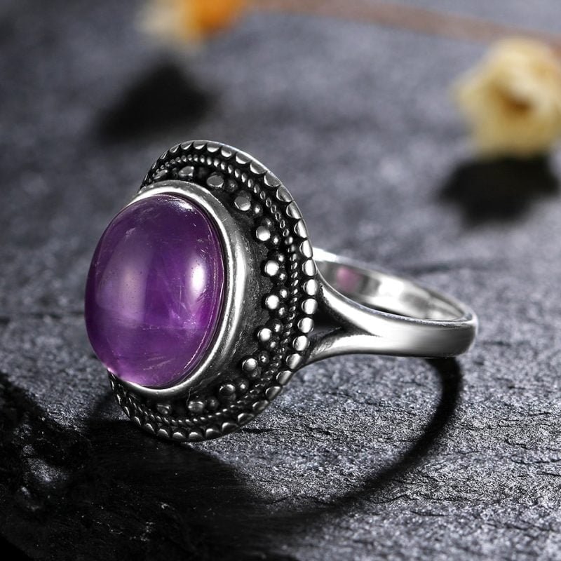 Bague avec Grosse Pierre Améthyste - Bague Améthyste - Yogazen