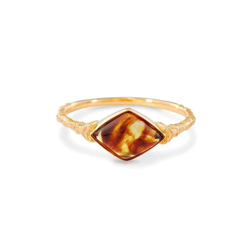 Bague Ambre Vintage - Bague Pierre Naturelle - Yogazen