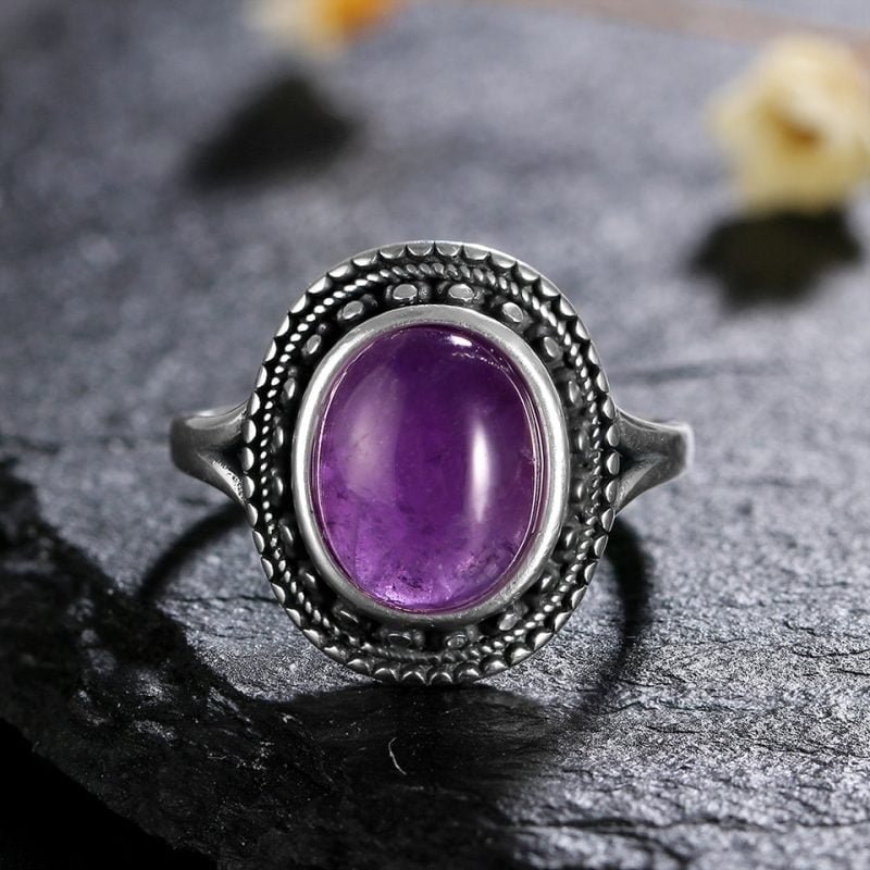 Bague avec Grosse Pierre Améthyste - Bague Améthyste - Yogazen