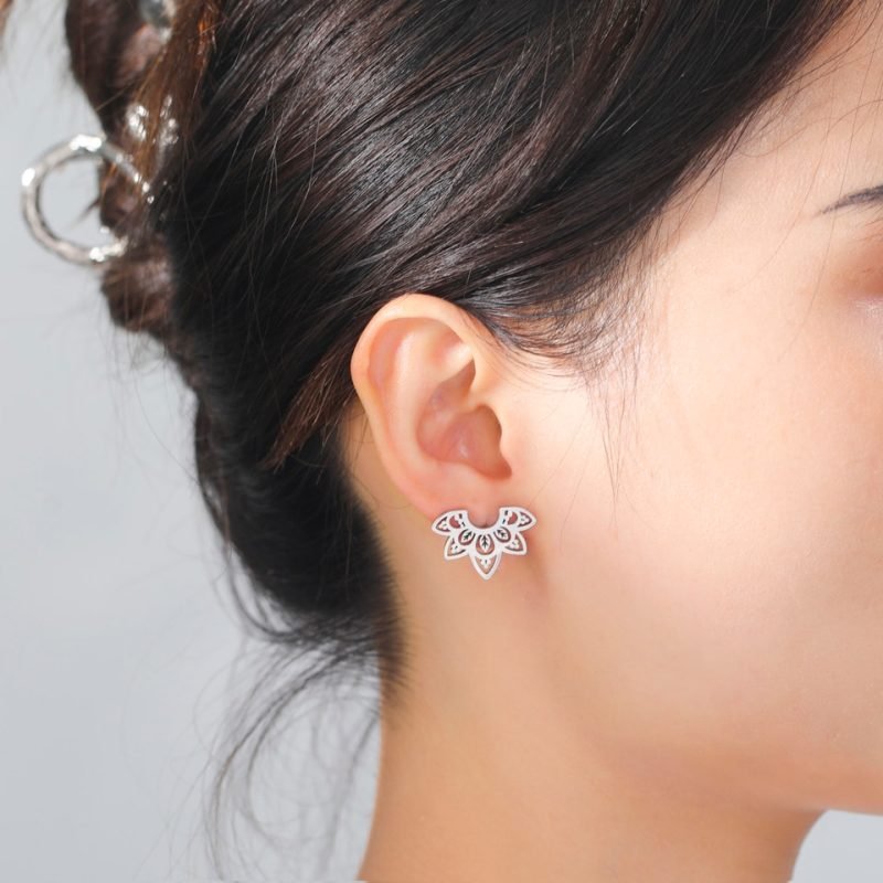 Boucles d'Oreilles Lotus Femme - Boucles d'Oreilles Pierre Naturelle - Yogazen