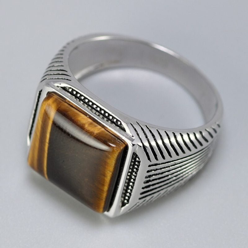 Chevalière Homme Oeil de Tigre - Bague Oeil de Tigre - Yogazen
