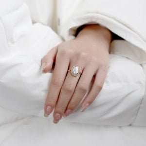 Bague Howlite Blanche - Plaqué Or - Bague Pierre Naturelle - Yogazen