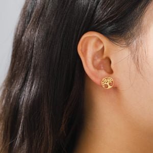 Boucles d'Oreilles Puces Arbre de Vie - Bijoux de Protection - Yogazen
