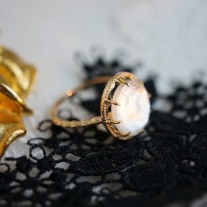 Bague Quartz Blanc - Plaqué Or - Bague Pierre Naturelle - Yogazen