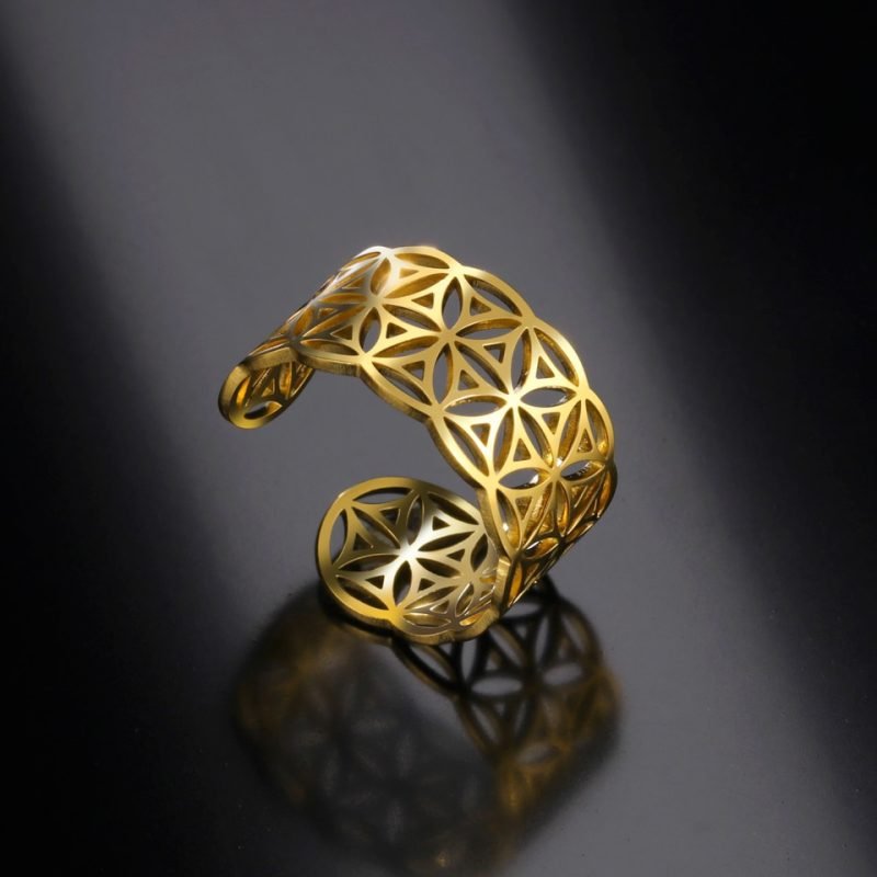 Bague Fleur de Vie Acier Inoxydable - Bague Symbole Sacré - Yogazen