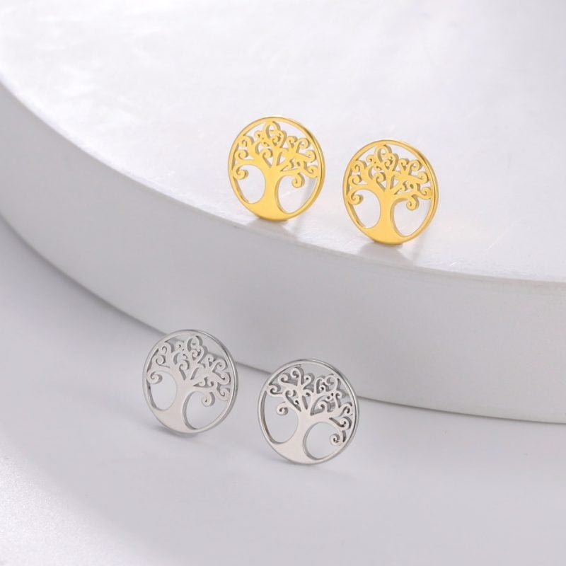 Boucles d'Oreilles Puces Arbre de Vie - Bijoux de Protection - Yogazen