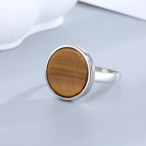 Bague Pierre Ronde Plate - 3 modèles - Bague Oeil de Tigre - Yogazen