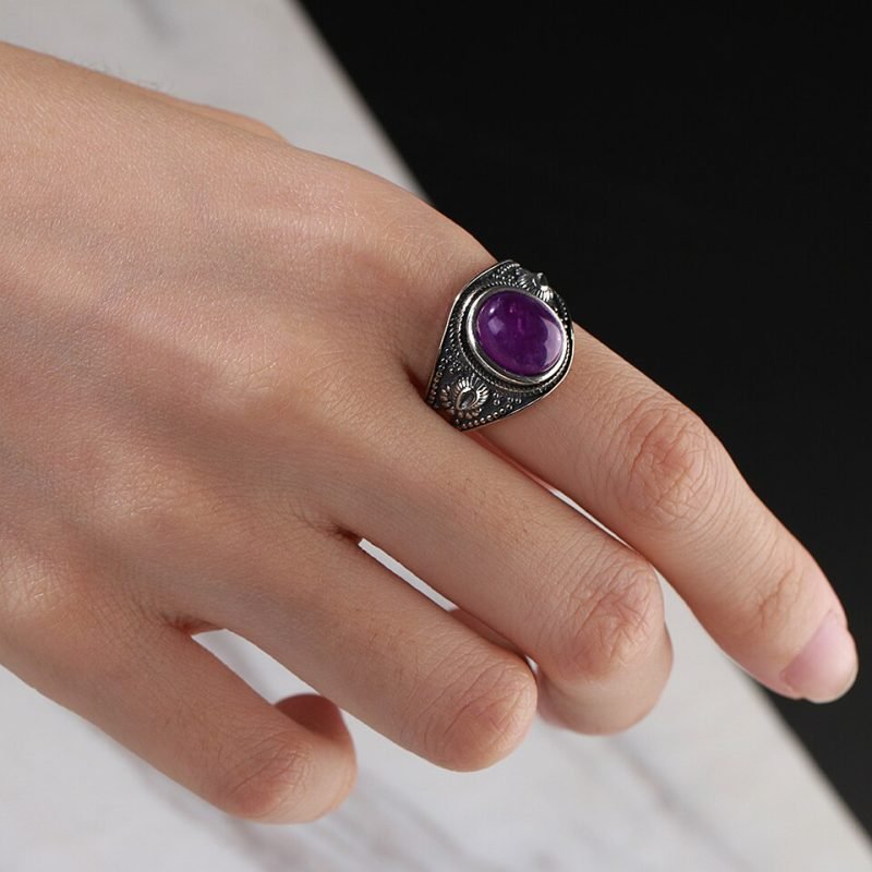 Bague Style Rétro Améthyste - Bague Améthyste - Yogazen