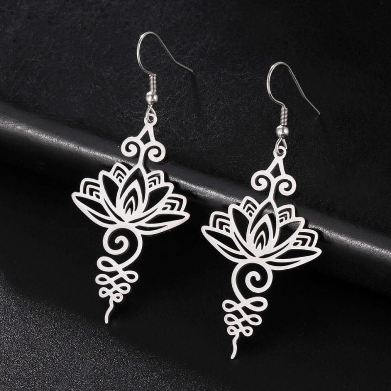 Boucles d'Oreilles Lotus Unalome - Bijoux de Protection - Yogazen