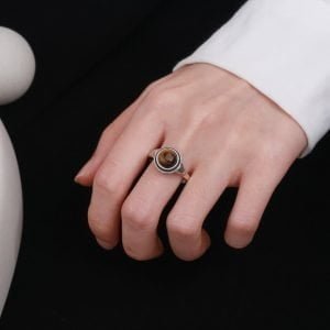 Bague en Argent Massif et Pierre Oeil de Tigre - Bague Oeil de Tigre - Yogazen