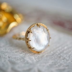 Bague Quartz Blanc - Plaqué Or - Bague Pierre Naturelle - Yogazen