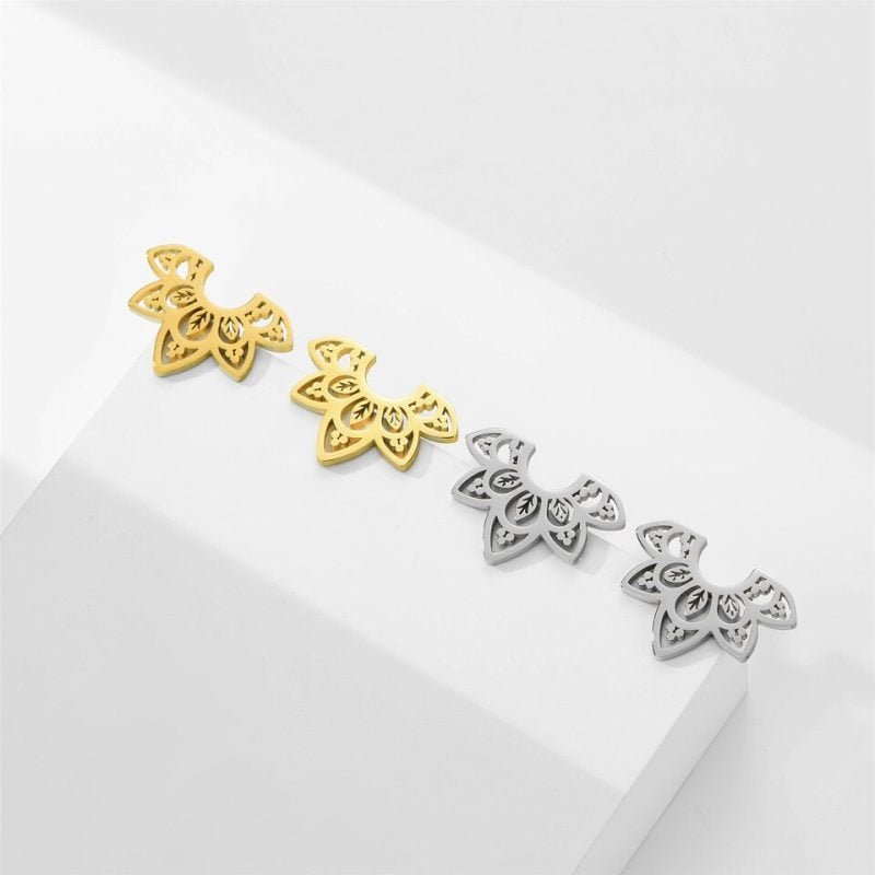 Boucles d'Oreilles Lotus Femme - Boucles d'Oreilles Pierre Naturelle - Yogazen