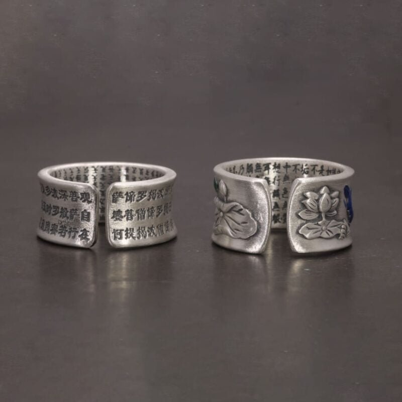 Bague Mantra Fleur de Lotus - Bleu ou Rose - Bague Tibétaine - Yogazen