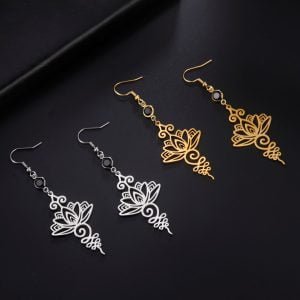 Boucles d'Oreilles Lotus Unalome - Bijoux de Protection - Yogazen