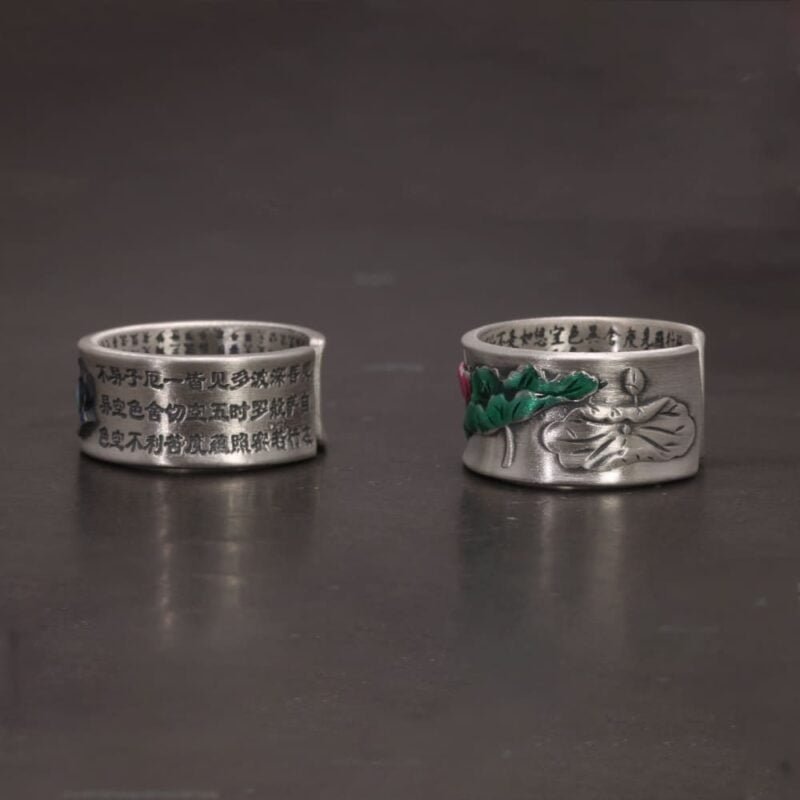 Bague Mantra Fleur de Lotus - Bleu ou Rose - Bague Tibétaine - Yogazen