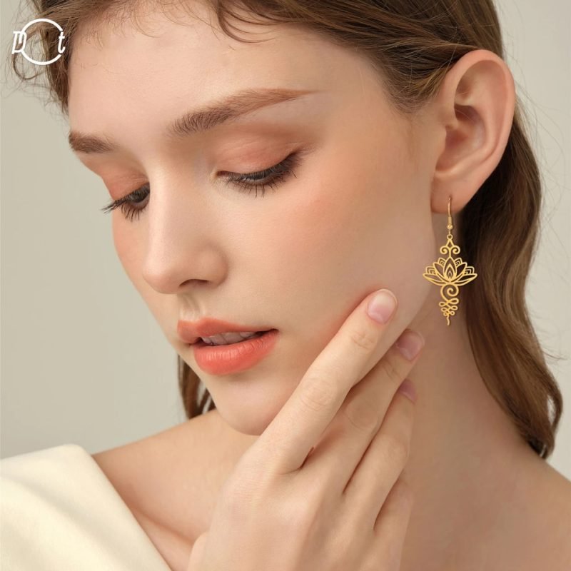 Boucles d'Oreilles Lotus Unalome - Bijoux de Protection - Yogazen