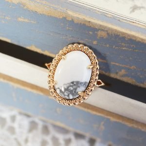 Bague Howlite Blanche - Plaqué Or - Bague Pierre Naturelle - Yogazen