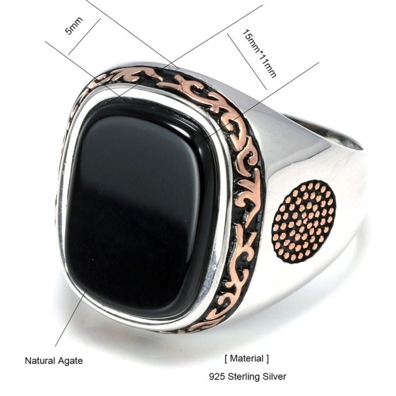 Chevalière Homme Onyx Noir - Bague Onyx - Yogazen