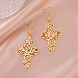 Boucles d'Oreilles Lotus Unalome - Bijoux de Protection - Yogazen