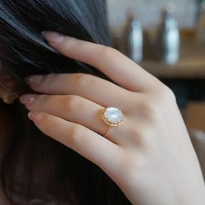 Bague Quartz Blanc - Plaqué Or - Bague Pierre Naturelle - Yogazen