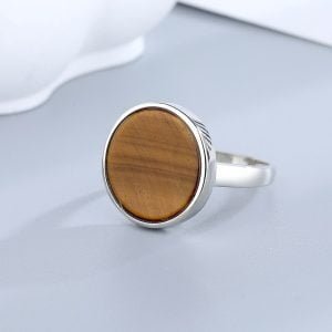 Bague Pierre Ronde Plate - 3 modèles - Bague Oeil de Tigre - Yogazen