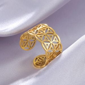 Bague Fleur de Vie Acier Inoxydable - Bague Symbole Sacré - Yogazen