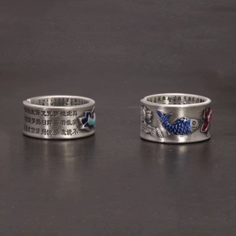 Bague Mantra Fleur de Lotus - Bleu ou Rose - Bague Tibétaine - Yogazen