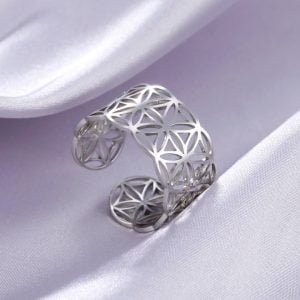 Bague Fleur de Vie Acier Inoxydable - Bague Symbole Sacré - Yogazen