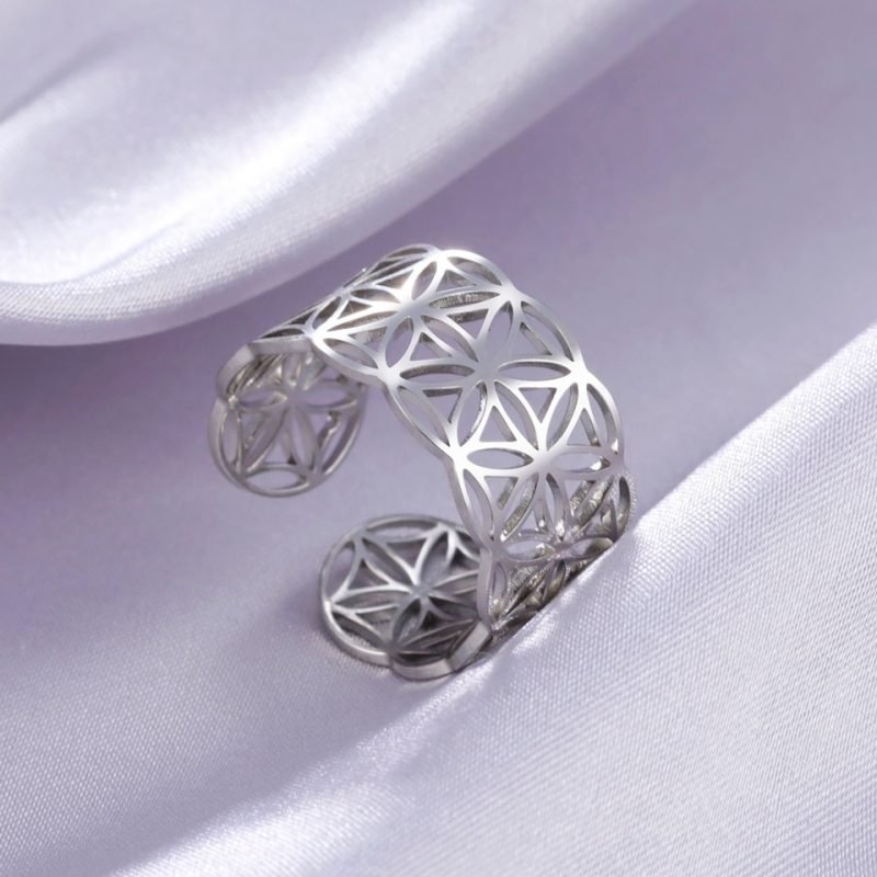 Bague Fleur de Vie Acier Inoxydable - Bague Symbole Sacré - Yogazen