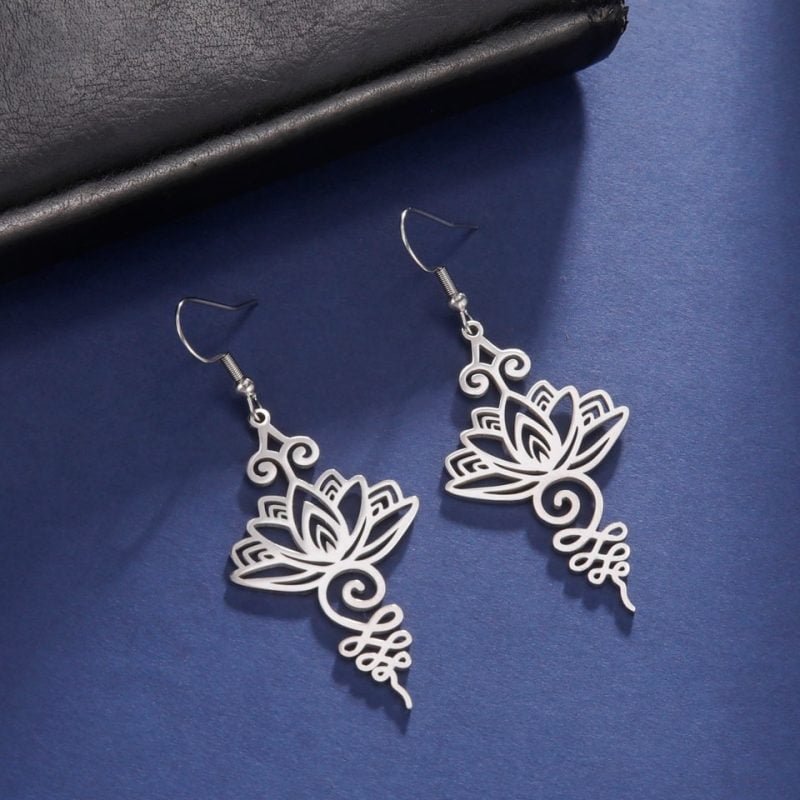Boucles d'Oreilles Lotus Unalome - Bijoux de Protection - Yogazen
