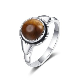 Bague en Argent Massif et Pierre Oeil de Tigre - Bague Oeil de Tigre - Yogazen
