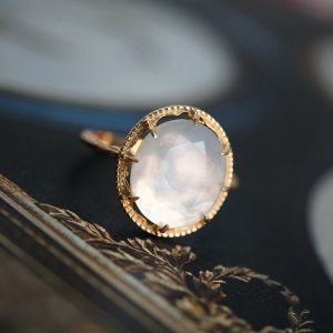 Bague Quartz Blanc - Plaqué Or - Bague Pierre Naturelle - Yogazen