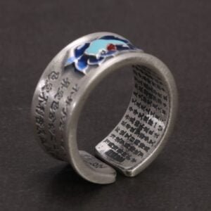 Bague Mantra Fleur de Lotus - Bleu ou Rose - Bague Tibétaine - Yogazen