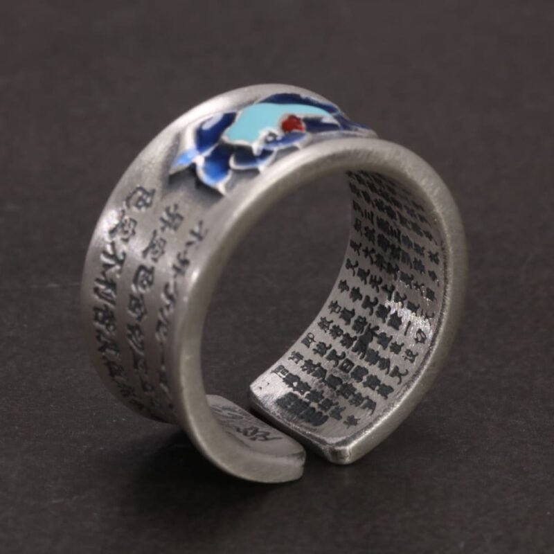 Bague Mantra Fleur de Lotus - Bleu ou Rose - Bague Tibétaine - Yogazen