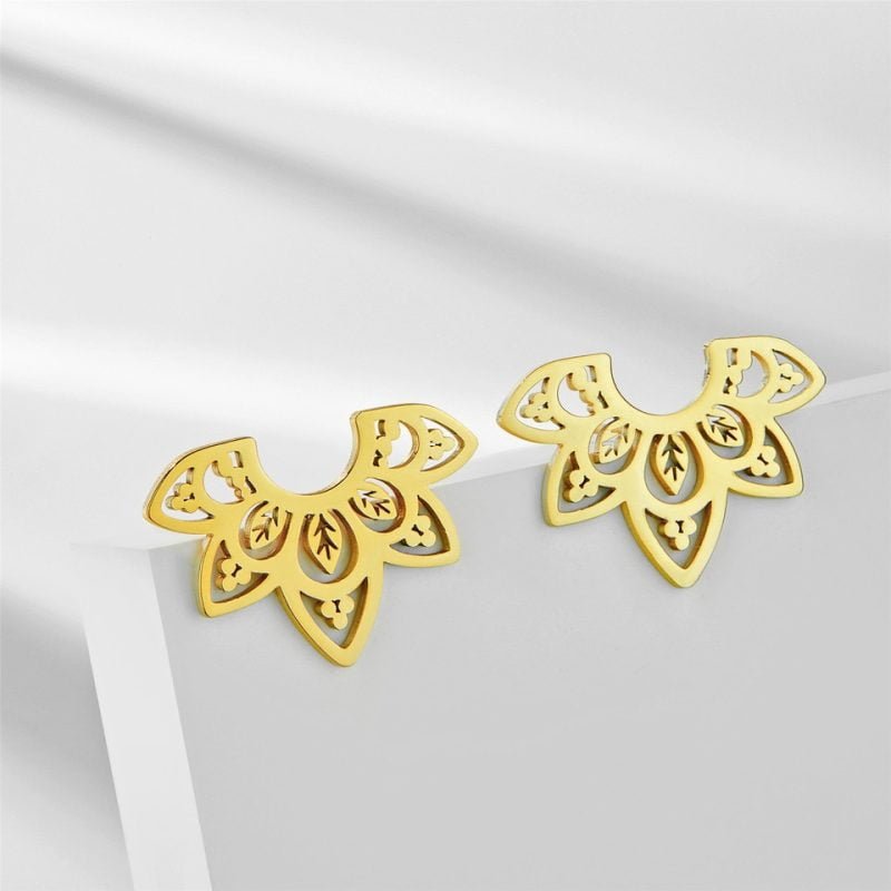 Boucles d'Oreilles Lotus Femme - Boucles d'Oreilles Pierre Naturelle - Yogazen