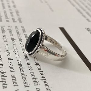 Bague Argent Onyx Noir Femme - Bague Onyx - Yogazen