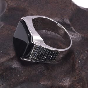 Chevalière Homme Argent Onyx Carré - Bague Onyx - Yogazen