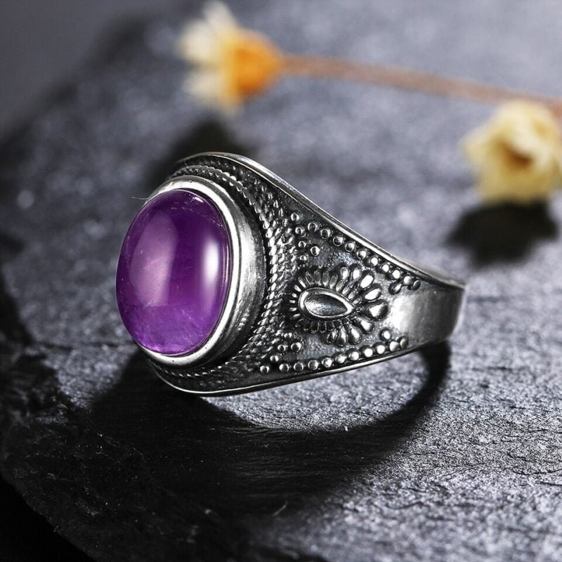 Bague Style Rétro Améthyste - Bague Améthyste - Yogazen