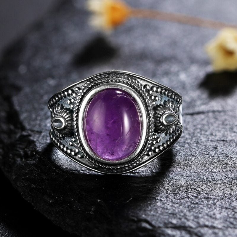 Bague Style Rétro Améthyste - Bague Améthyste - Yogazen