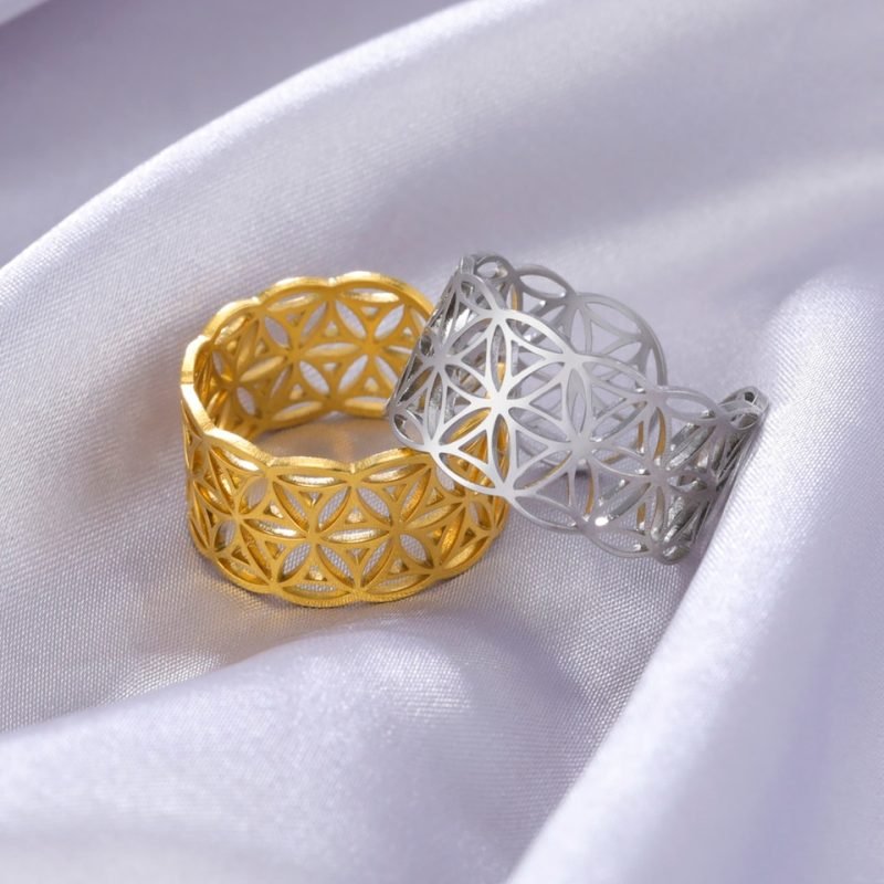 Bague Fleur de Vie Acier Inoxydable - Bague Symbole Sacré - Yogazen