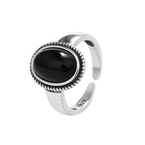 Bague Argent Onyx Noir Femme - Bague Onyx - Yogazen
