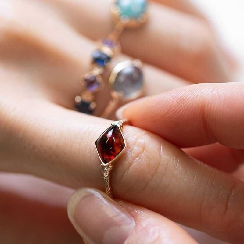 Bague Ambre Vintage - Bague Pierre Naturelle - Yogazen