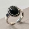 Bague Argent Onyx Noir Femme - Bague Onyx - Yogazen
