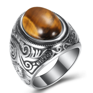 Bague avec Oeil de Tigre Ovale - Bague Oeil de Tigre - Yogazen