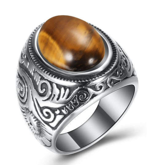 Bague avec Oeil de Tigre Ovale - Bague Oeil de Tigre - Yogazen