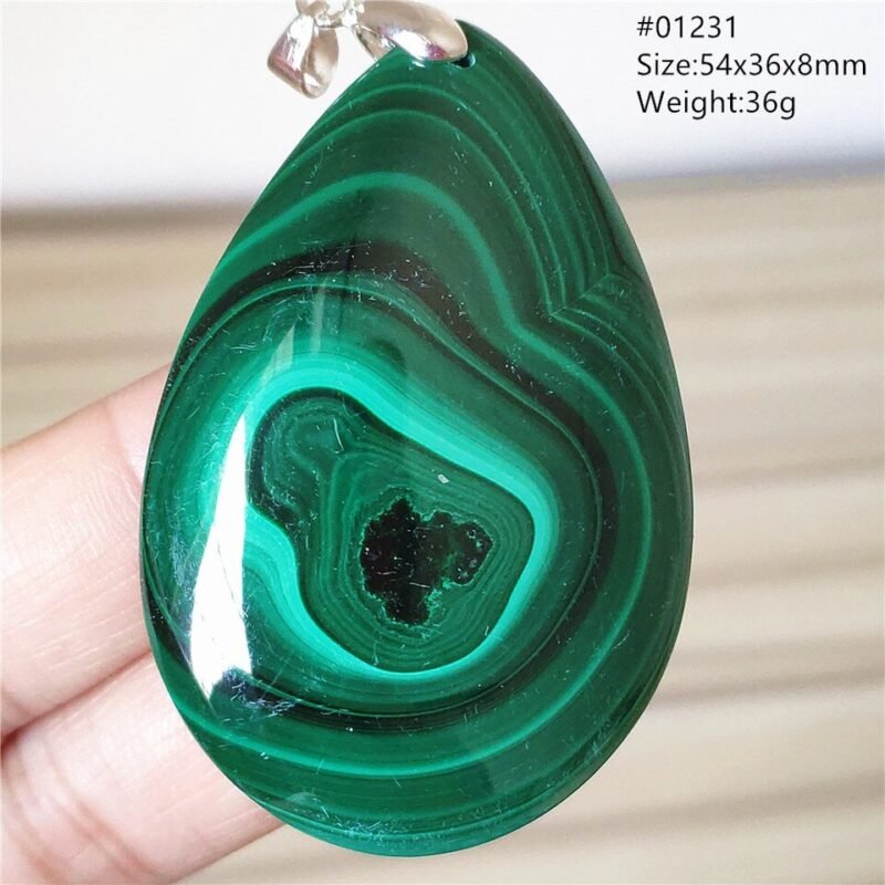 Pendentif Malachite 5A - Argent 925 - Pendentif Pierre Naturelle - Yogazen