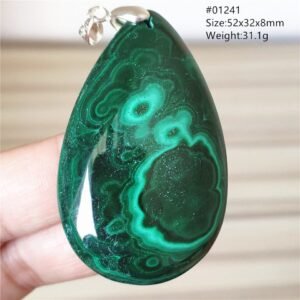 Pendentif Malachite 5A - Argent 925 - Pendentif Pierre Naturelle - Yogazen