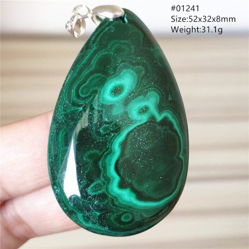 Pendentif Malachite 5A - Argent 925 - Pendentif Pierre Naturelle - Yogazen