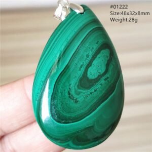 Pendentif Malachite 5A - Argent 925 - Pendentif Pierre Naturelle - Yogazen