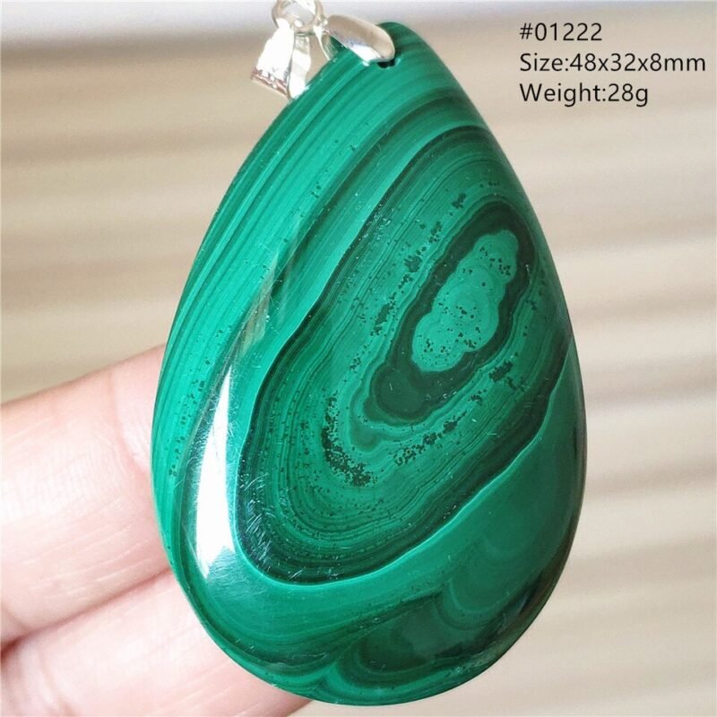 Pendentif Malachite 5A - Argent 925 - Pendentif Pierre Naturelle - Yogazen